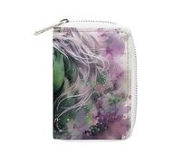 BVKWNTSA Fashion Leather Green Horse Printed Card Holder, Large Capacity Card Holder Small and Convenient Easily Put Into Pockets, Carry-on Bags, Backpacks, Etc. Meet Your Convenient Storage Needs