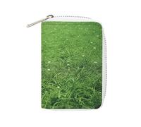BVKWNTSA Fashion Leather Green Lawn Printed Card Holder, Large Capacity Card Holder Small and Convenient Easily Put Into Pockets, Carry-on Bags, Backpacks, Etc. Meet Your Convenient Storage Needs