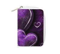 BVKWNTSA Fashion Leather Purple Hearts Printed Card Holder, Large Capacity Card Holder Small and Convenient Easily Put Into Pockets, Carry-on Bags, Backpacks, Etc. Meet Your Convenient Storage Needs