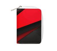 BVKWNTSA Fashion Leather Red Black Printed Card Holder, Large Capacity Card Holder Small and Convenient Easily Put Into Pockets, Carry-on Bags, Backpacks, Etc. Meet Your Convenient Storage Needs
