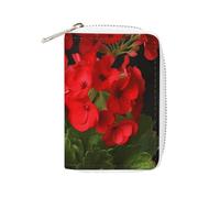 BVKWNTSA Fashion Leather Red Geraniums1 Printed Card Holder, Large Capacity Card Holder Small and Convenient Easily Put Into Pockets, Carry-on Bags, Backpacks, Etc. Meet Your Convenient Storage Needs