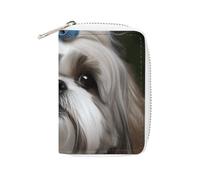 BVKWNTSA Fashion Leather Shih Tzu Dog Printed Card Holder, Large Capacity Card Holder Small and Convenient Easily Put Into Pockets, Carry-on Bags, Backpacks, Etc. Meet Your Convenient Storage Needs