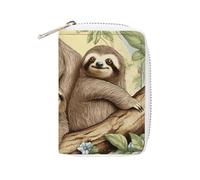 BVKWNTSA Fashion Leather Sloth Family Printed Card Holder, Large Capacity Card Holder Small and Convenient Easily Put Into Pockets, Carry-on Bags, Backpacks, Etc. Meet Your Convenient Storage Needs
