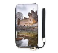 BVKWNTSA Fashionable Large-Capacity Castle Near Lake Stones Printed Leather Wallet Vertical, Internal Multi-Compartment Design - Meet Your Diverse Travel Needs
