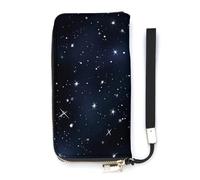 BVKWNTSA Fashionable Large-Capacity Cluster of Stars in Night Sky Printed Leather Wallet Vertical, Internal Multi-Compartment Design - Meet Your Diverse Travel Needs