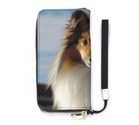 BVKWNTSA Fashionable Large-Capacity Cute Shetland Dog Printed Leather Wallet Vertical, Internal Multi-Compartment Design - Meet Your Diverse Travel Needs