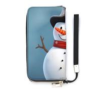 BVKWNTSA Fashionable Large-Capacity Cute Snowman Printed Leather Wallet Vertical, Internal Multi-Compartment Design - Meet Your Diverse Travel Needs