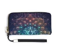 BVKWNTSA Fashionable Large-Capacity Digital Futuristic Tree of Life Icon with Space Printed Long Handbag, Internal Multi-Compartment Design - Meet Your Diverse Travel Needs