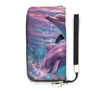 BVKWNTSA Fashionable Large-Capacity Dolphins Art Printed Leather Wallet Vertical, Internal Multi-Compartment Design - Meet Your Diverse Travel Needs