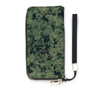 BVKWNTSA Fashionable Large-Capacity Green Army Digital Camouflage Printed Leather Wallet Vertical, Internal Multi-Compartment Design - Meet Your Diverse Travel Needs