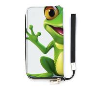 BVKWNTSA Fashionable Large-Capacity Green Frog Printed Leather Wallet Vertical, Internal Multi-Compartment Design - Meet Your Diverse Travel Needs