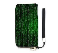 BVKWNTSA Fashionable Large-Capacity Green Number Binary Printed Leather Wallet Vertical, Internal Multi-Compartment Design - Meet Your Diverse Travel Needs