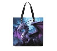 BVKWNTSA Fashionable Large-capacity Purple Dragon Purple Moon Printed Leather Handbag, A Versatile Choice for Commuting, Traveling, And Daily Use