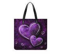 BVKWNTSA Fashionable Large-capacity Purple Hearts Printed Leather Handbag, A Versatile Choice for Commuting, Traveling, And Daily Use