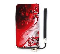 BVKWNTSA Fashionable Large-Capacity Red Black White Abstract Printed Leather Wallet Vertical, Internal Multi-Compartment Design - Meet Your Diverse Travel Needs