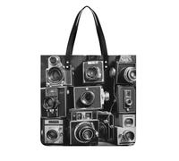 BVKWNTSA Fashionable Large-capacity Retro Cool Camera Collection Printed Leather Handbag, A Versatile Choice for Commuting, Traveling, And Daily Use