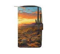 BVKWNTSA Fashionable Large-Capacity Saguaros at Sunset Printed Leather Multifunctional Wallet for Men and Women, Multi-Card Slot Business Casual Wallet