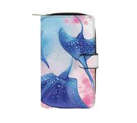 BVKWNTSA Fashionable Large-Capacity Sea Animals Stingrays Printed Leather Multifunctional Wallet for Men and Women, Multi-Card Slot Business Casual Wallet