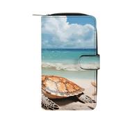 BVKWNTSA Fashionable Large-Capacity Sea Turtle Starfish1 Printed Leather Multifunctional Wallet for Men and Women, Multi-Card Slot Business Casual Wallet