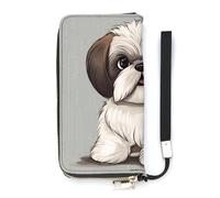 BVKWNTSA Fashionable Large-Capacity Shih Tzu Dog1 Printed Leather Wallet Vertical, Internal Multi-Compartment Design - Meet Your Diverse Travel Needs