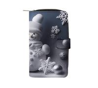 BVKWNTSA Fashionable Large-Capacity Snowman Stars and Snowflakes Printed Leather Multifunctional Wallet for Men and Women, Multi-Card Slot Business Casual Wallet