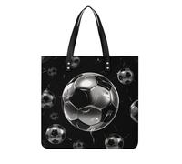 BVKWNTSA Fashionable Large-capacity Soccer Black Printed Leather Handbag, A Versatile Choice for Commuting, Traveling, And Daily Use