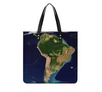 BVKWNTSA Fashionable Large-capacity South America Satellite Image Printed Leather Handbag, A Versatile Choice for Commuting, Traveling, And Daily Use