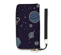 BVKWNTSA Fashionable Large-Capacity Space Planet Pattern Printed Leather Wallet Vertical, Internal Multi-Compartment Design - Meet Your Diverse Travel Needs