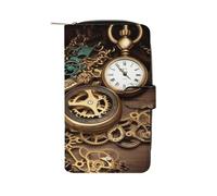 BVKWNTSA Fashionable Large-Capacity Steampunk Watches Keys and Chains Printed Leather Multifunctional Wallet for Men and Women, Multi-Card Slot Business Casual Wallet