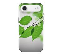 BVKWNTSA for iPhone 17 Phone Case, Green And White Leaf Printed Shockproof Slim Cover Drop Proof Protective Cases Scratch-Resistant Back Cover