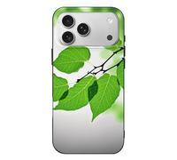 BVKWNTSA for iPhone 17 Phone Case, Green And White Leaf Printed Shockproof Slim Cover Drop Proof Protective Cases Scratch-Resistant Back Cover