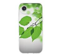 BVKWNTSA for iPhone 17 Phone Case, Green And White Leaf Printed Shockproof Slim Cover Drop Proof Protective Cases Scratch-Resistant Back Cover