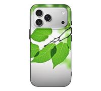 BVKWNTSA for iPhone 17 Phone Case, Green And White Leaf Printed Shockproof Slim Cover Drop Proof Protective Cases Scratch-Resistant Back Cover