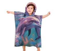 BVKWNTSA Kids Beach Towel With Hood - Dolphins Art Printed Soft Hooded Baby Bath- Children's Gifts