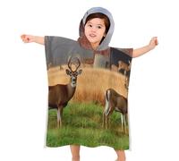 BVKWNTSA Kids Beach Towel With Hood - Farm with Deer Printed Soft Hooded Baby Bath- Children's Gifts