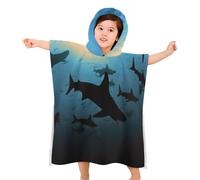 BVKWNTSA Kids Beach Towel With Hood - Hammerhead Sharks Printed Soft Hooded Baby Bath- Children's Gifts