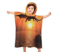 BVKWNTSA Kids Beach Towel With Hood - Sea Sunset Flying Dragon Printed Soft Hooded Baby Bath- Children's Gifts