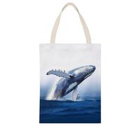BVKWNTSA Large Capacity Blue Ocean Whale Printed Canvas Tote Bag Single - A Durable And Stylish Shopping Helper