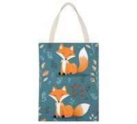 BVKWNTSA Large Capacity Cartoon Fox Pattern Printed Canvas Tote Bag Single - A Durable And Stylish Shopping Helper