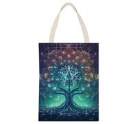BVKWNTSA Large Capacity Digital Futuristic Tree of Life Icon with Space Printed Canvas Tote Bag Single - A Durable And Stylish Shopping Helper