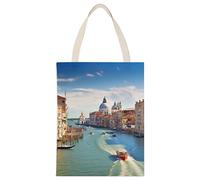 BVKWNTSA Large Capacity Grand Canal in Italy Printed Canvas Tote Bag Single - A Durable And Stylish Shopping Helper