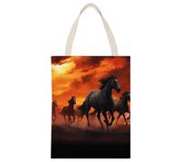 BVKWNTSA Large Capacity Horses Red Glowing Clouds Printed Canvas Tote Bag Single - A Durable And Stylish Shopping Helper