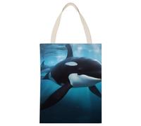 BVKWNTSA Large Capacity Killer Whale Printed Canvas Tote Bag Single - A Durable And Stylish Shopping Helper