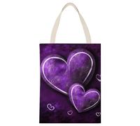 BVKWNTSA Large Capacity Purple Hearts Printed Canvas Tote Bag Single - A Durable And Stylish Shopping Helper