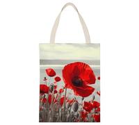 BVKWNTSA Large Capacity Red Poppy Flower Printed Canvas Tote Bag Single - A Durable And Stylish Shopping Helper