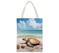 BVKWNTSA Large Capacity Sea Turtle Starfish1 Printed Canvas Tote Bag Single - A Durable And Stylish Shopping Helper