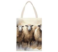 BVKWNTSA Large Capacity Sheeps Watercolor Printed Canvas Tote Bag Single - A Durable And Stylish Shopping Helper