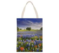 BVKWNTSA Large Capacity Texas Bluebonnets Scenery Printed Canvas Tote Bag Single - A Durable And Stylish Shopping Helper