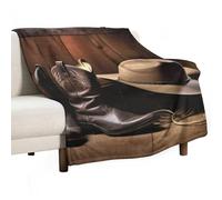 BVKWNTSA Large Flannel Fleece Throw Blanket, Cowboy Black Hat Western Boots Printed Cozy Lightweight Thick Blanket - All Seasons Suitable for Women