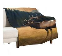 BVKWNTSA Large Flannel Fleece Throw Blanket, Elk in The Meadow Printed Cozy Lightweight Thick Blanket - All Seasons Suitable for Women